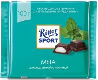 Ritter Sport Шоколад тёмный  с мятной начинкой 100 гр 1/12