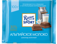 Ritter Sport Шоколад молочный с альпийским молоком 100 гр 1/12