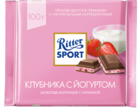 Ritter Sport Шоколад молочный клубника с йогуртом 100 гр 1/12
