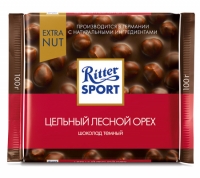 Ritter Sport Шоколад молочный цельный лесной орех 100 гр 1/10