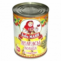 Компот Ананасы Баба Маня кольца 580 г ж/б 1/24
