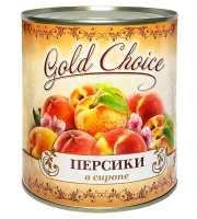 Компот Персики Gold Choice половинки в сиропе 850 г ж/б 1/12