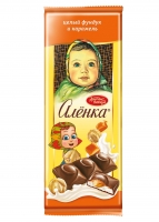 Шоколад  Алёнка с начинкой целый фундук и карамель 165 г 1/9 шт