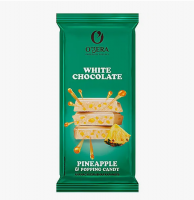 Шоколад  O"Zera White Pineapple&pop.can (белый, ананас и взрывная карамель) 90 гр., 1/20   КРХ541