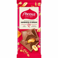Шоколад РОССИЯ молочный с карамелью и арахисом 75 гр 1/18